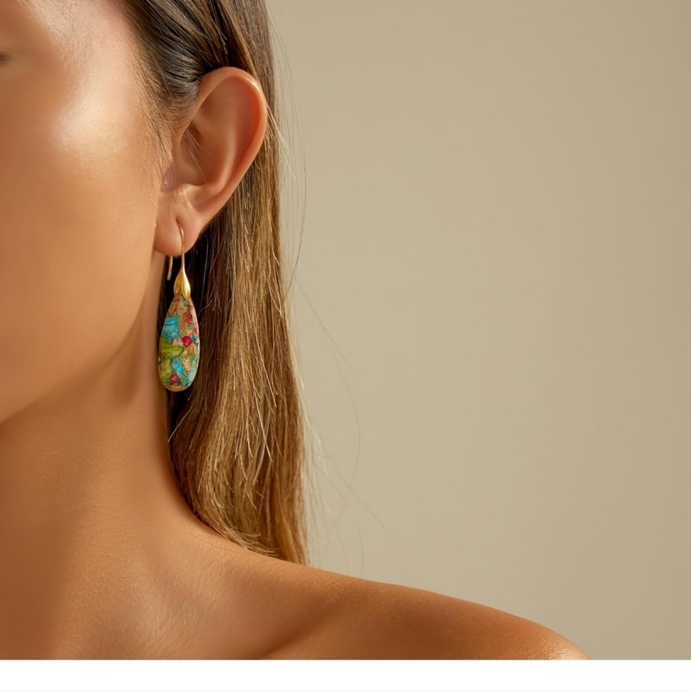 Colorful Teardrop Earrings - Picture 1 of 7